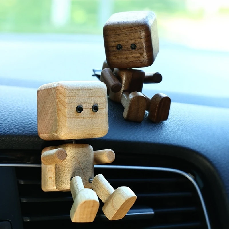 Hot Wobbly Woody Solid Wooden Car Air Freshener Movable Figurine Car Interior Decoration Desktop Ornament Ideal Gift For Friends
