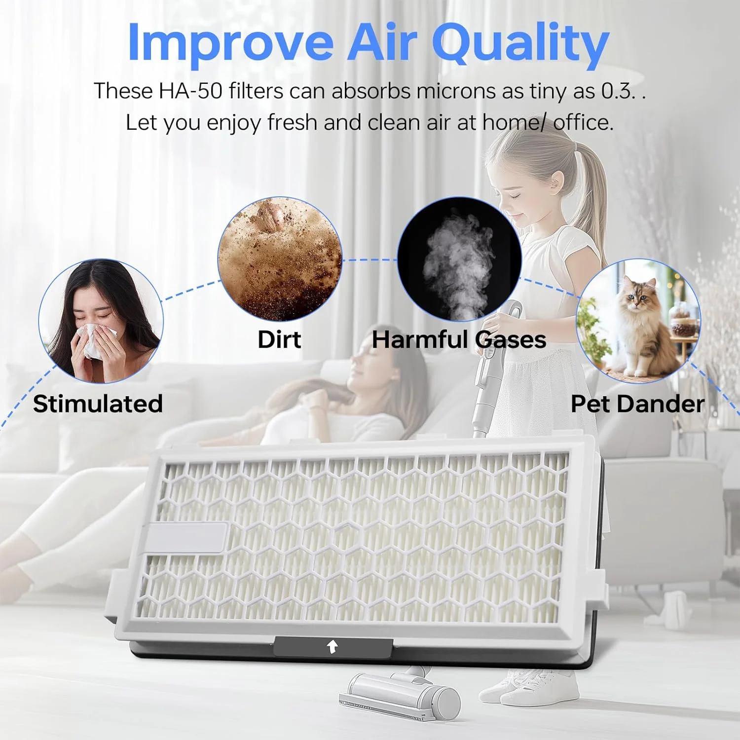 SF-HA50 HEPA Airclean 50 فلتر متوافق مع سلسلة المكنسة الكهربائية Miele كاملة C3 C2 C1 S8000 S6000 S5000 S4 S5
