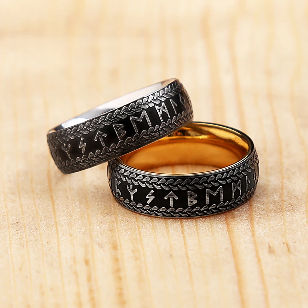 Image of Neue Design Mode Vintage Viking Rune Ringe Für Männer Frauen Mode Edelstahl Ring Paar Amulett Schmuck Geschenke Großhandel