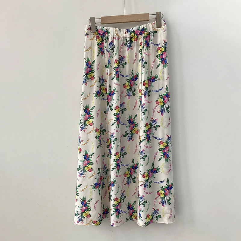 Zadig Frühling Kleider Frauen Elegante Blumen Druck Halbe Röcke Weibliche Taste Sommer Halbe Kleider Elastische Taille Casual Dame Jupes