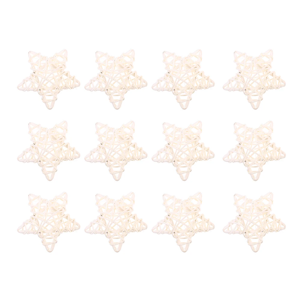 

12Pcs Rattan Stars DIY Pentagram Decorations Classic Color Star Hanging Ornaments for 4th of July Party Festival Decor