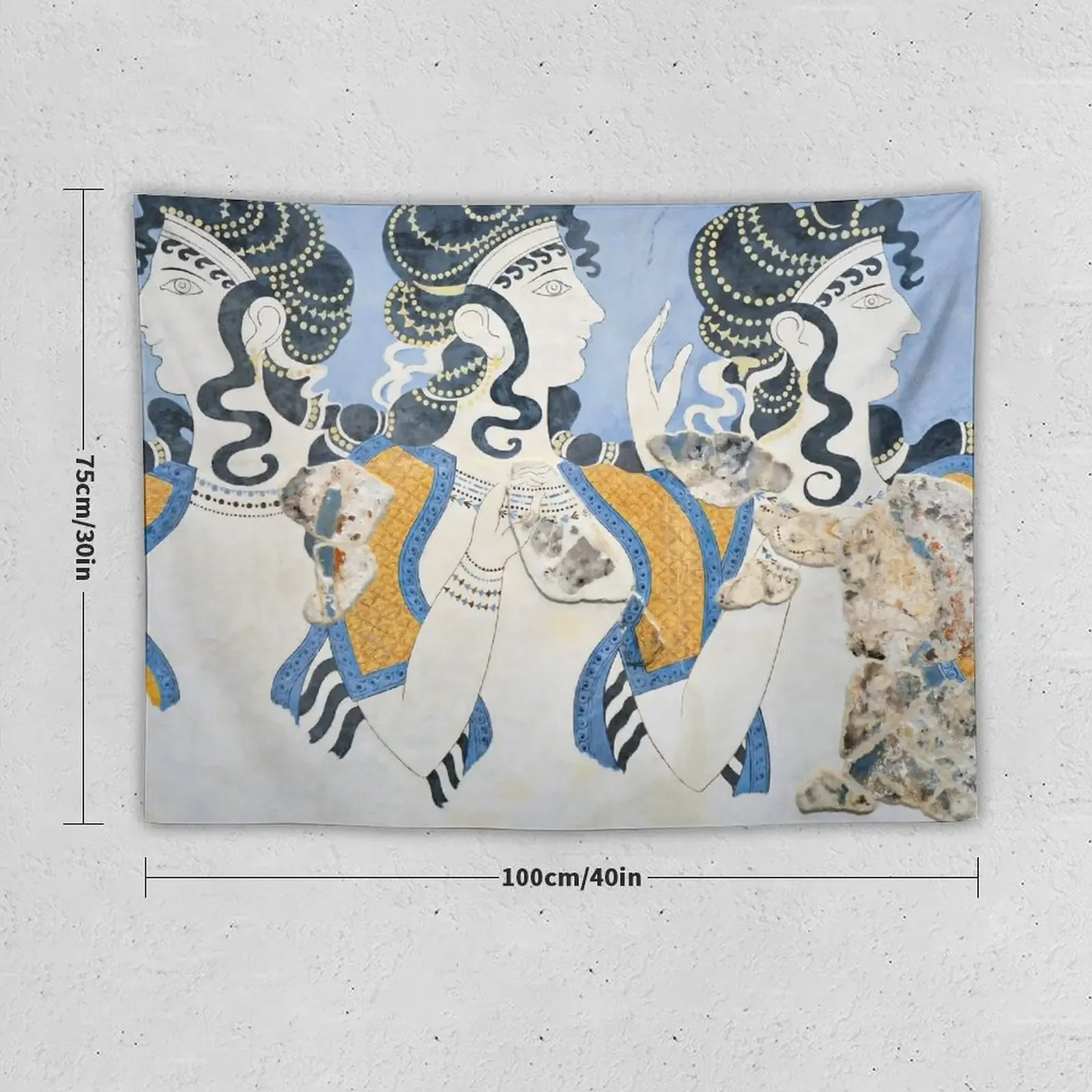 Minoan 'Ladies in Blue' Fresco Tapestry Decor Home Decoration Pictures Room Wall Bed Room Decoration Tapestry