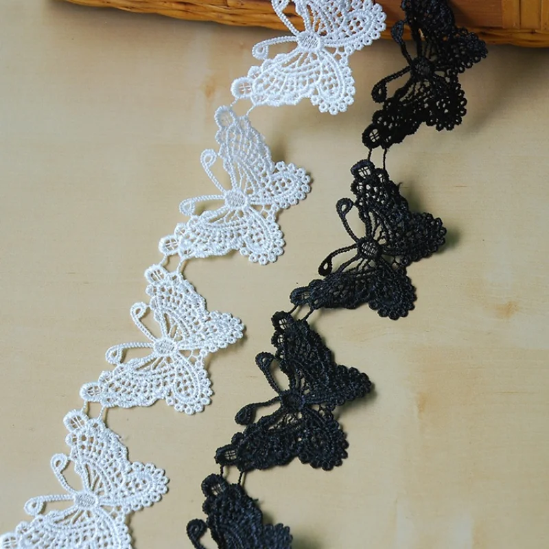 1 Yard Butterfly Cotton Embroidered Lace Bilateral Applique Trim Ribbon Sewing Decor Craft DIY Accessories