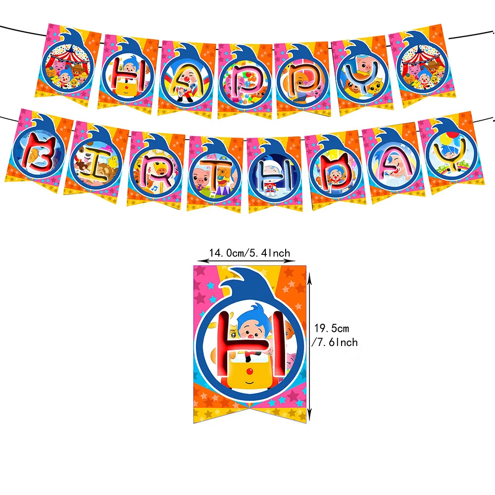 Clown Plim Birthday Party Decoration Plim foil Balloons Latex Balloon Backdrop Banner Cake Topper Baby Shower