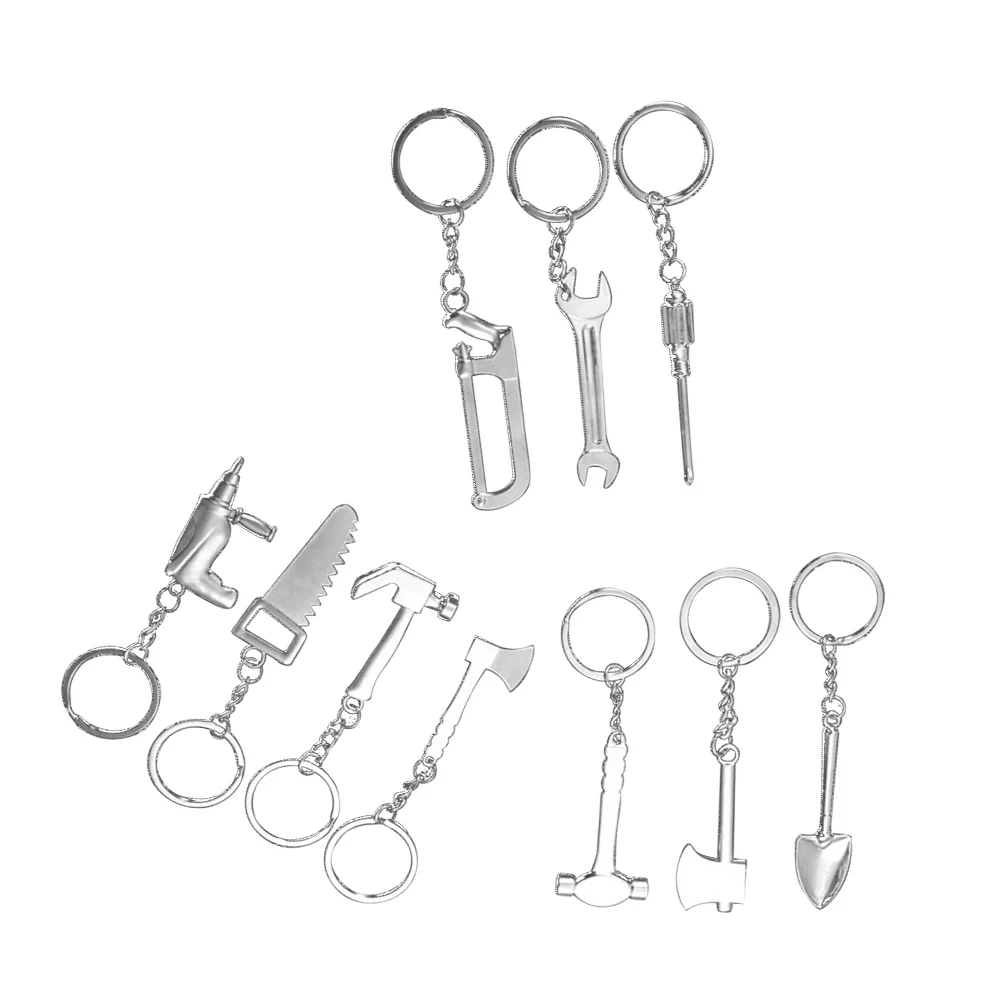 

10pcs Tool Keychain Metal Ring Pendant Hanging Pendant Keychains Creative Gift Zinc Alloy Holder For Bag Car Key Birthday Gifts