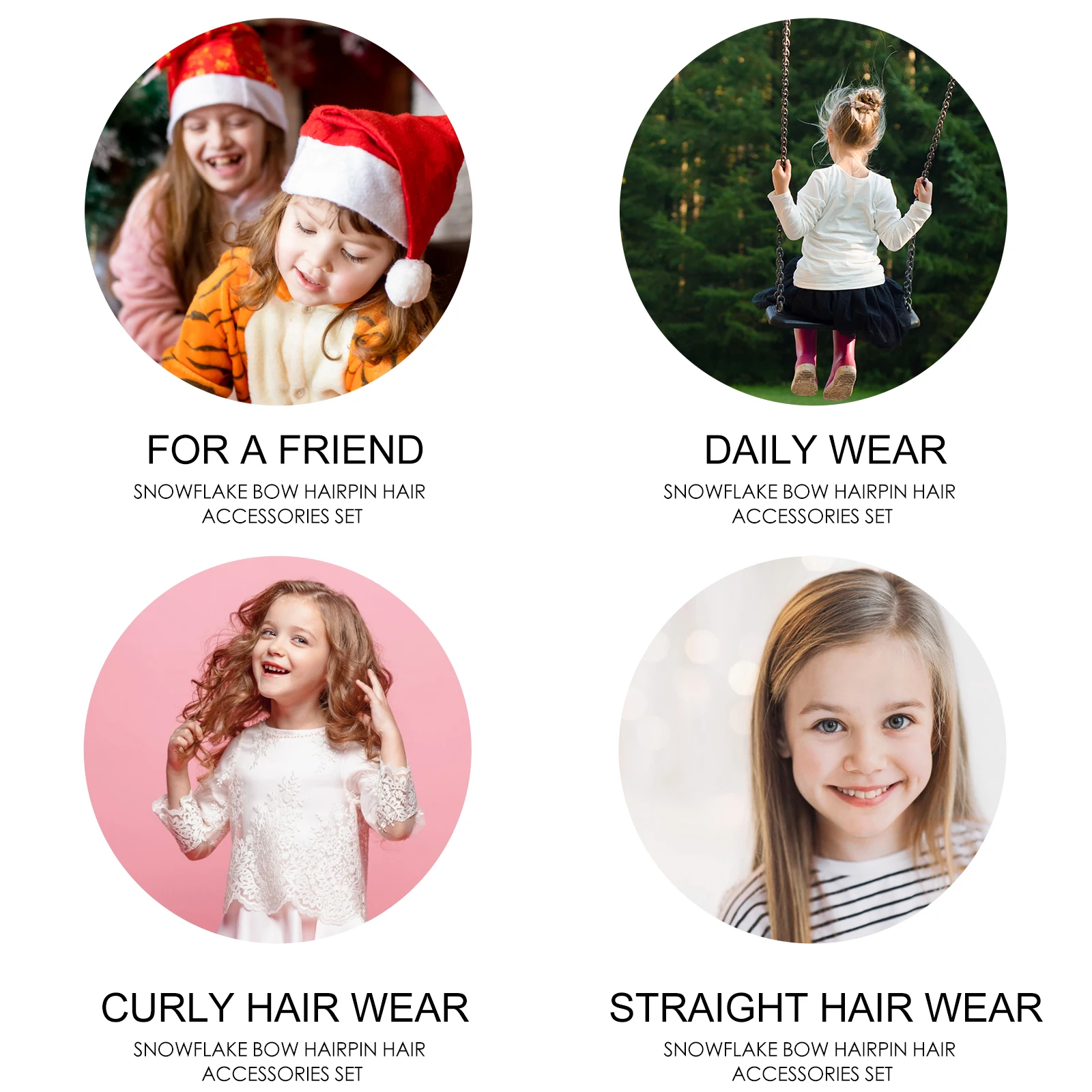 

9 Pcs 's Hair Accessories Set Clip Christmas Pin Ponytail Holder Bow Tie Cartoon