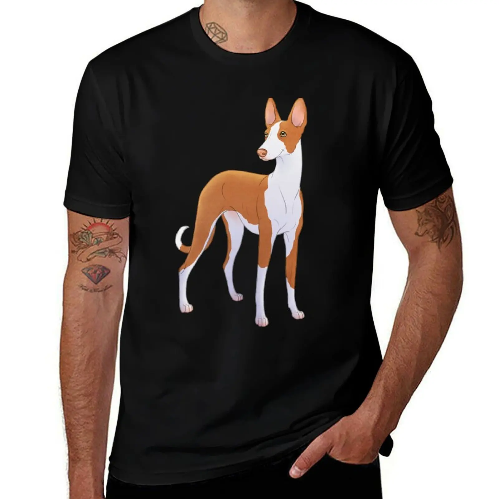 Gráfico de Ibizan-Camiseta de Hound, camisas de hombre de Ibicenco, camiseta estampada, Podenco para hombre, Camiseta de algodón de alta calidad, camiseta para hombre