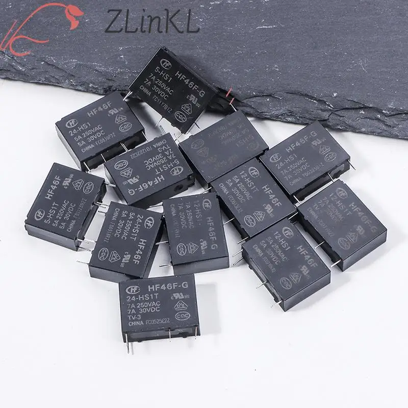 HF46F -G- 5/12/24 -HS1 -HS1T 7A 5A 4Pin 250VAC 30VDC DC5V 12V 24V relays HF46F-12-HS1