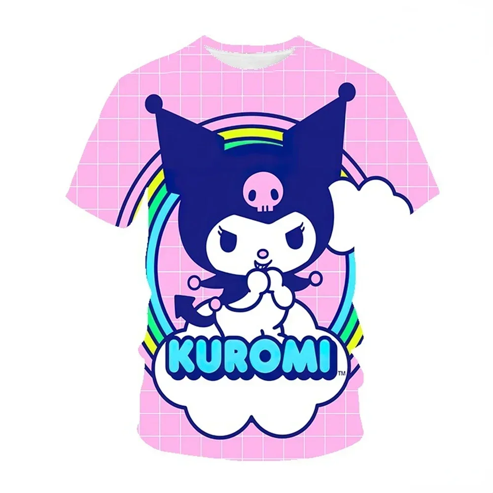 

Quick-drying Breathable Sports Teenagers and Children 100-160 Hello Kitty-themed Printed Anime Kuromi Fashionable Casual T-shirt