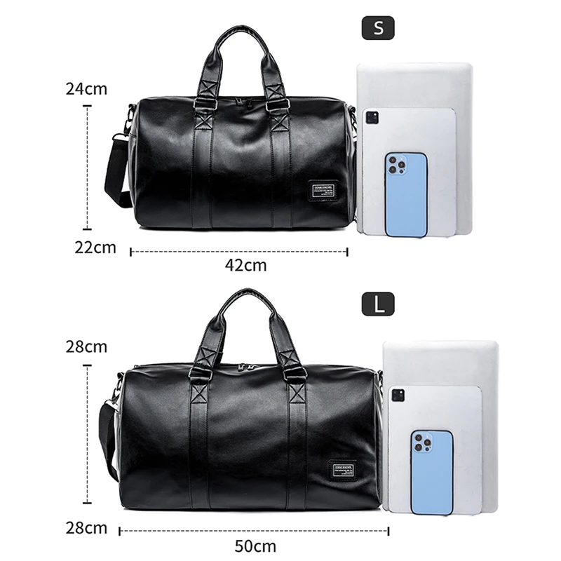 Large Capacity Travel Bag PU Travel Handbags Men Carry On Luggage Duffle Bags Soft Casual Black Big Weekend bags Travelling Tote