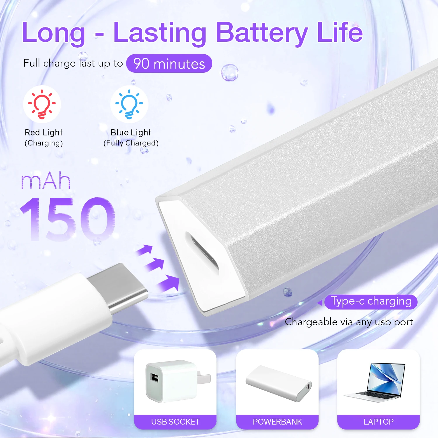 Mini lâmpada uv led recarregável para secagem de unhas, portátil, para esmalte em gel, máquina secadora de unhas, luz uv, salão de manicure doméstico