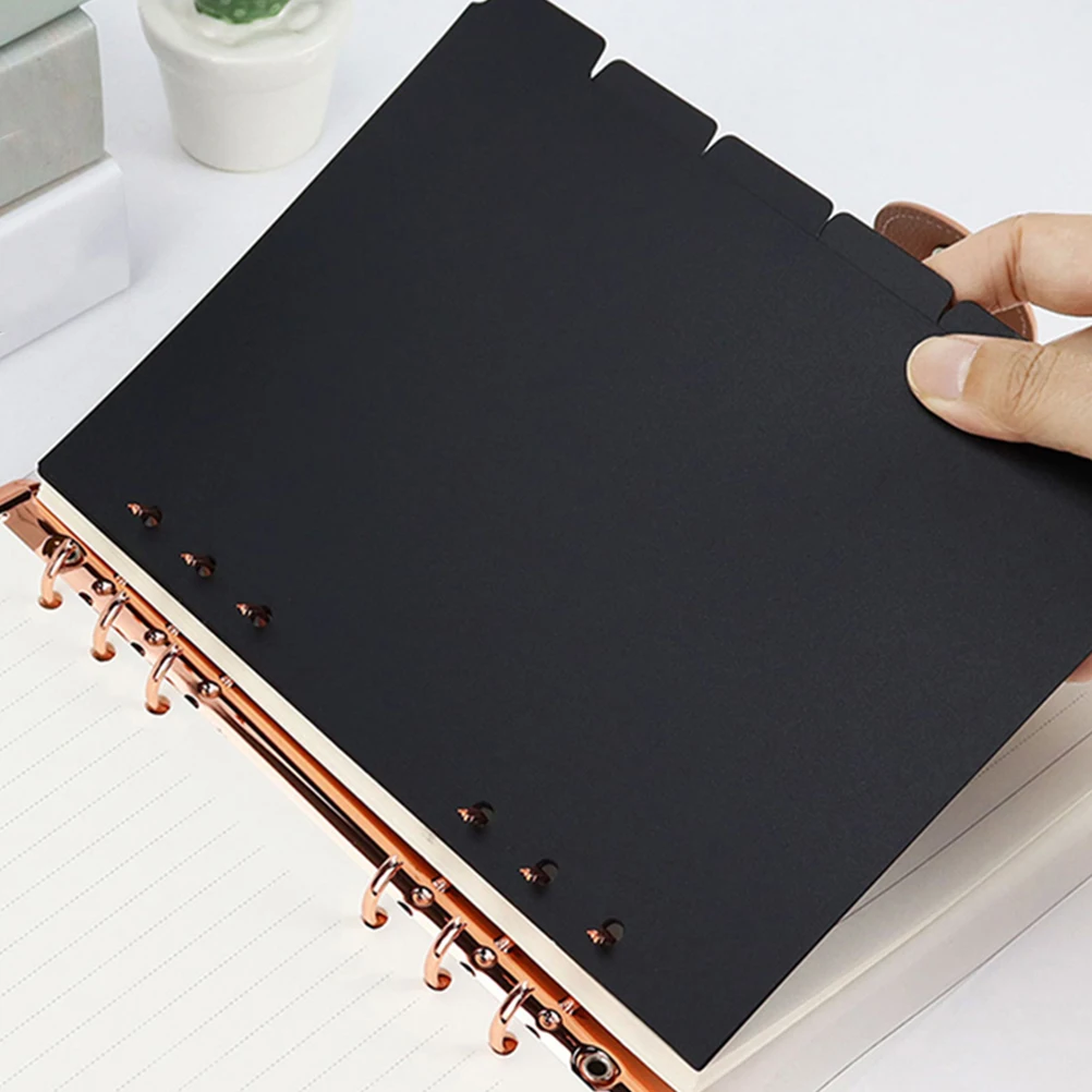 

3 Sets A5 Notebook Black PP 6 Hole Punch Refillable Index Dividers Binder Inserts Detachable Planner Pages Notepad Supplies
