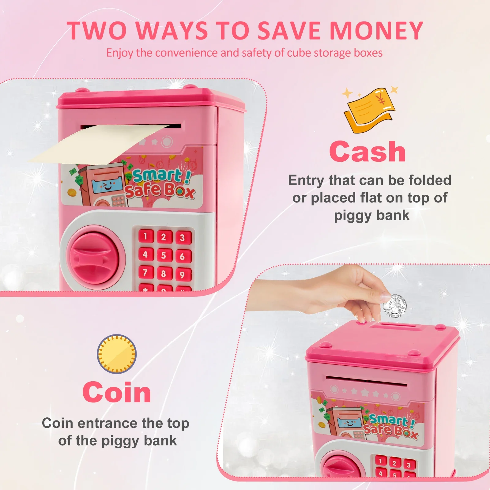 Tirelire automatique Mini coffre-fort pièces de monnaie économie d'argent tirelire mot de passe compteur Code serrure à clé banque de monnaie Atm semblant jouer enfant cadeau