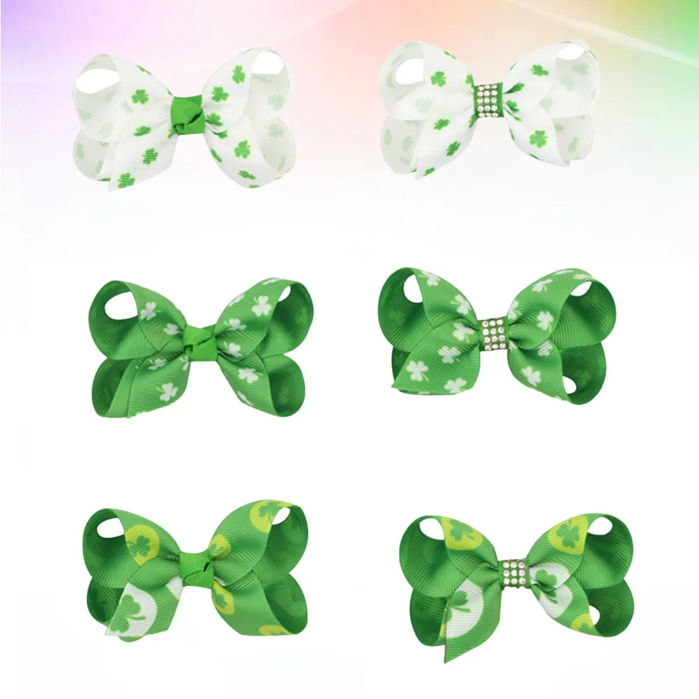 

6pcs Clover Hair Clips for Girls Durable Shamrock Pattern Kids Baby Accessories St Patricks Day Photo Shoot Daily Wear