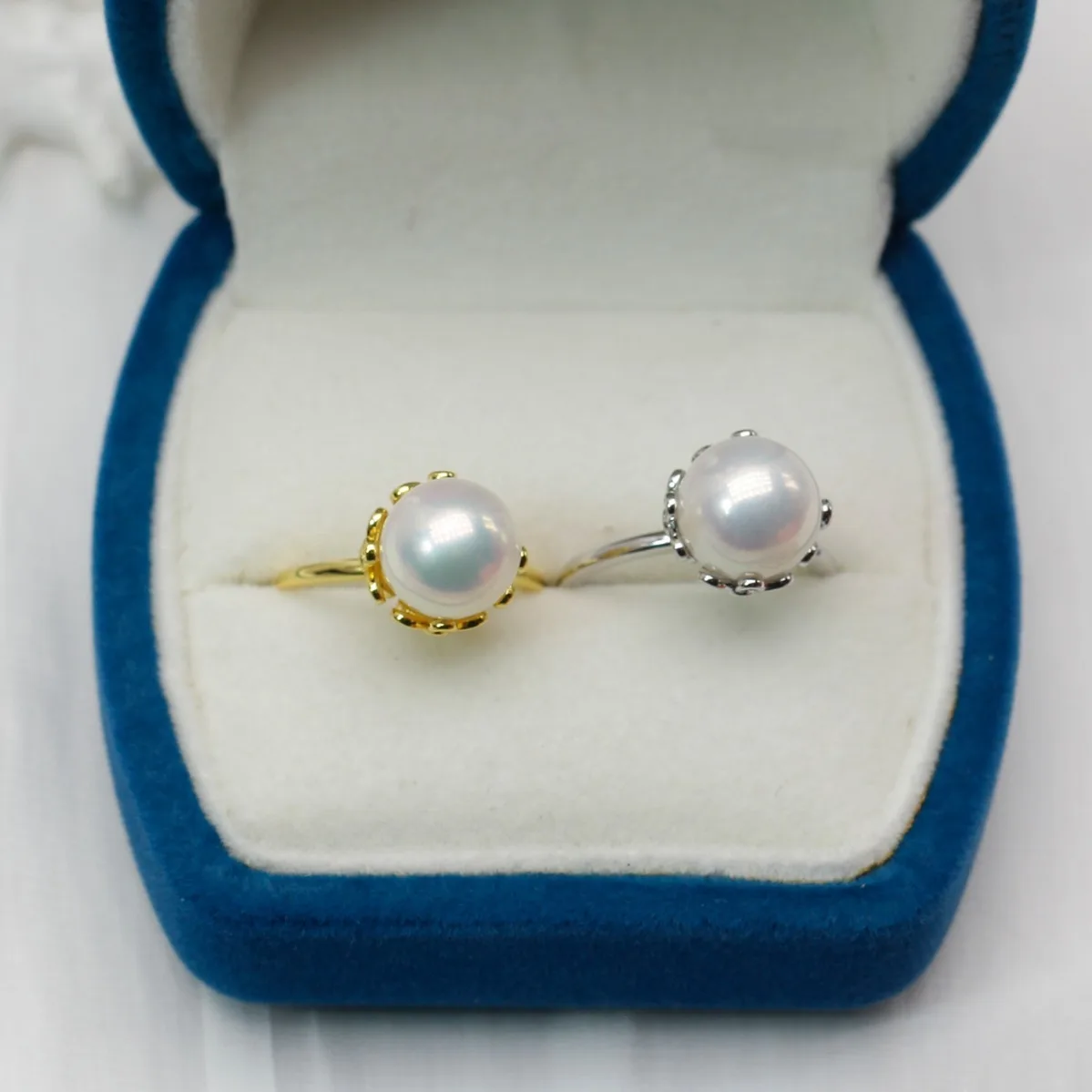 14K Gold Plated Brass Flower Conceal‑Mount Ring Base Simple Style For 10‑10.5mm Pearl Women DIY Jewelry Making