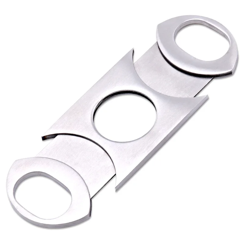 1PCS All Stainless Steel Cigar Cutting Tool Metal Kitchen Kit Sliver Color Zigarre Cigarette Knife Accessories