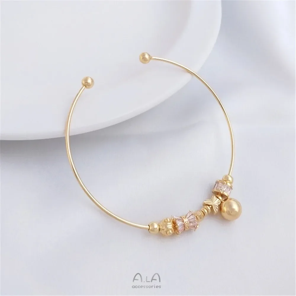 14K gold bag color protection fine screw wringing Bracelet DIY manual bead hanging pendant hand made accessory open Bracelet