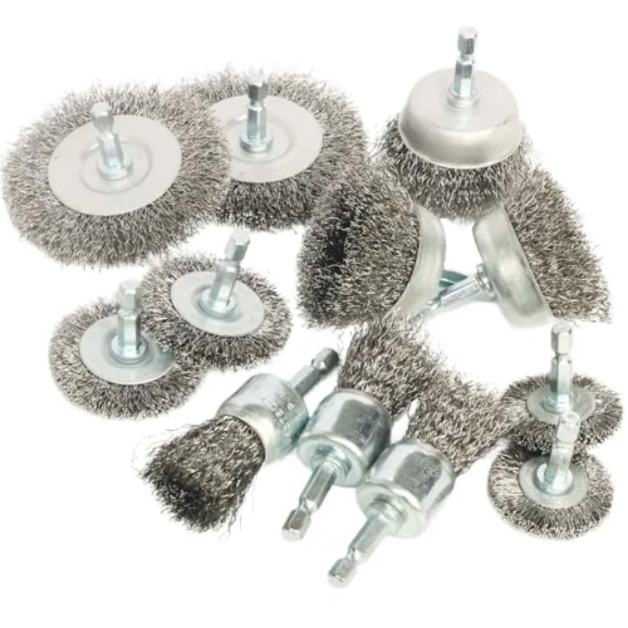 

12 Pack Carbon Steel Wire Wheel, Cup, Pen Brush Set with 1/4-Inch Hex Shank for Rust Removal, Corrosion and Scrub Surfaces