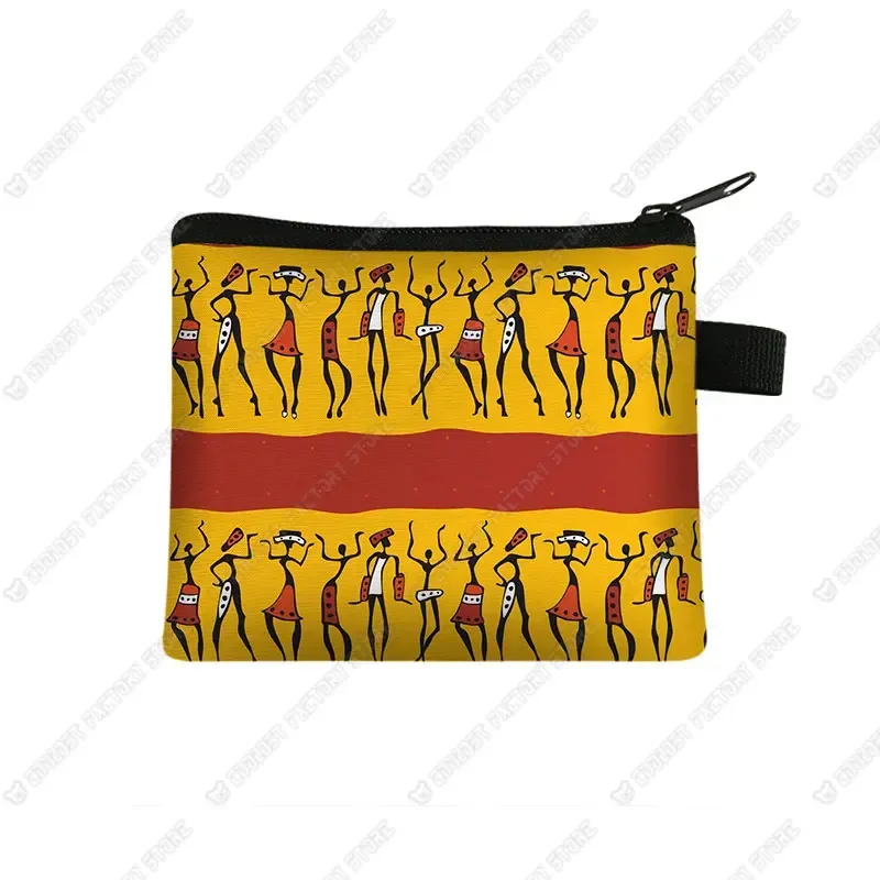 Monedero con estampado africano para mujer, Mini monedero bonito con cremallera para chica, billetera portátil para mujer, bolsas para tarjetas de