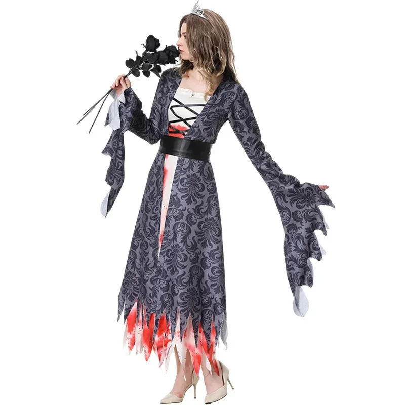 Costume de princesse zombie pour femme adulte, costume de vampire gothique, robe de paupières, cosplay d'Halloween effrayant pour femme, robe de zombie