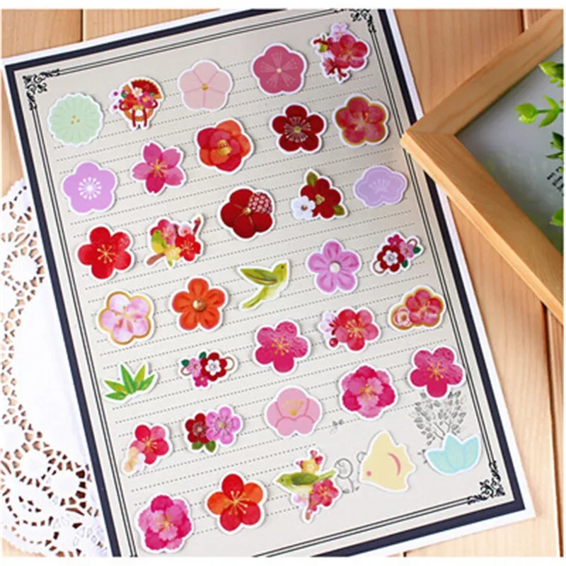 36pcs Creative Kawaii Self-made Plum Blossom / Flowers Stickers/ Beautiful /decorative /DIY Craft Photo Albums