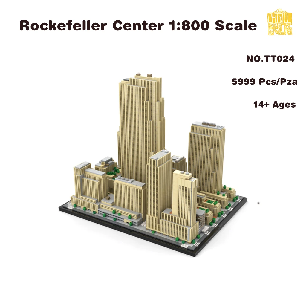 MOC TT024 Rockefeller Center 1:800 Scale Model With PDF Drawings Building Blocks Bricks Birthday Christmas Gifts