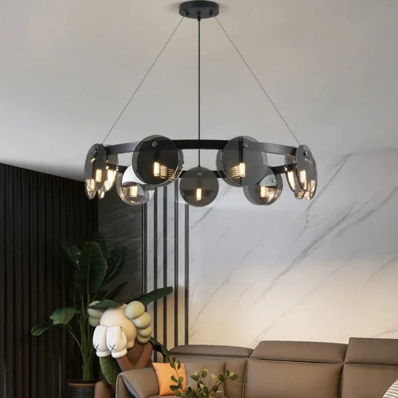 

Nordic Luxury Round Glass Chandelier for Living Room Kitchen Island Dining Table Hanging Lamps Interior Lighting Hanging Fixture