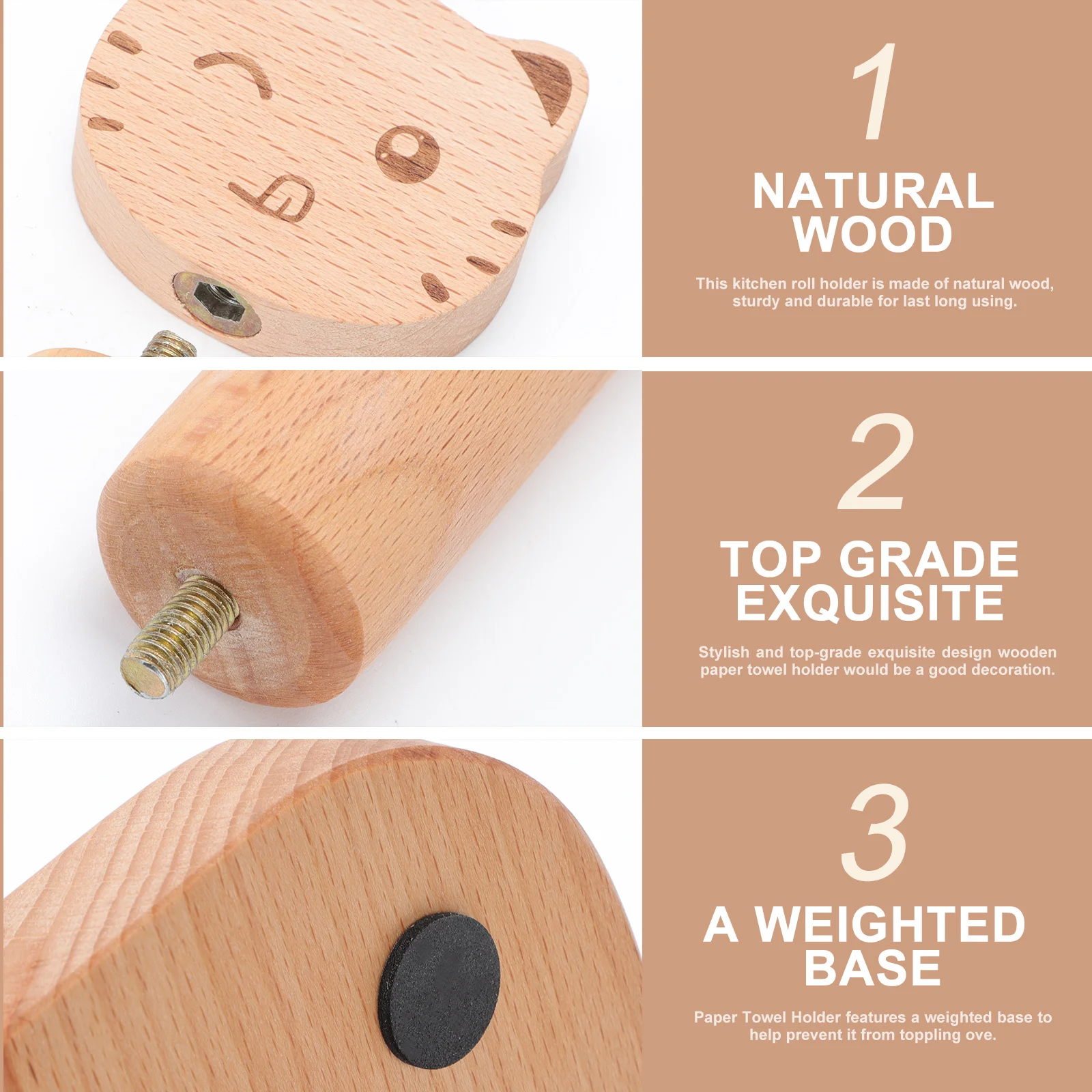 

Wooden Paper Towel Holder Tissue Shelf Rack Kitchen Supply Upright St ganizer Vertical Holder Natural Wood Durable Base