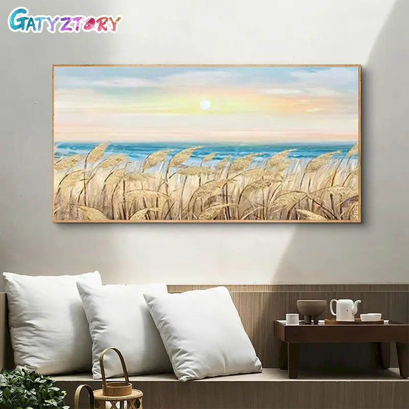 

GATYZTORY Large Size Picture By Number Seaside Scenery 60x120cm Painting By Numbers Drawing On Canvas Art Gift