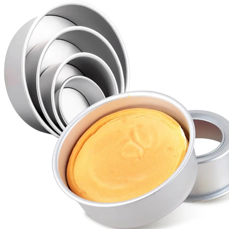 2/4/6/8/10inch 5Pcs Round Aluminum Alloy Cake Pan Set With Removable Bottom Chesse Chiffon Cake Bread Mold Tray DIY Baking Tools