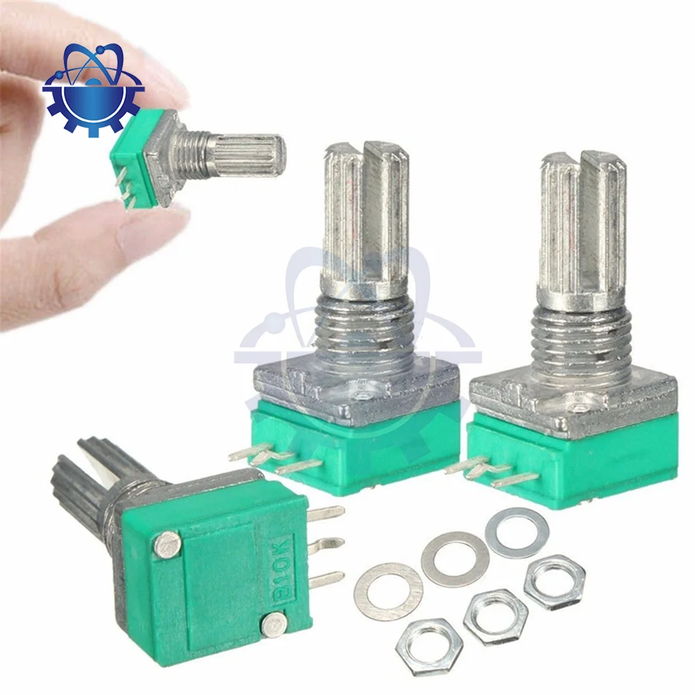 Potentiomètres à 3 broches 6mm Type B 5K 10K B20K B50K B100K B500K ohm, arbre rotatif moleté, 5 pièces