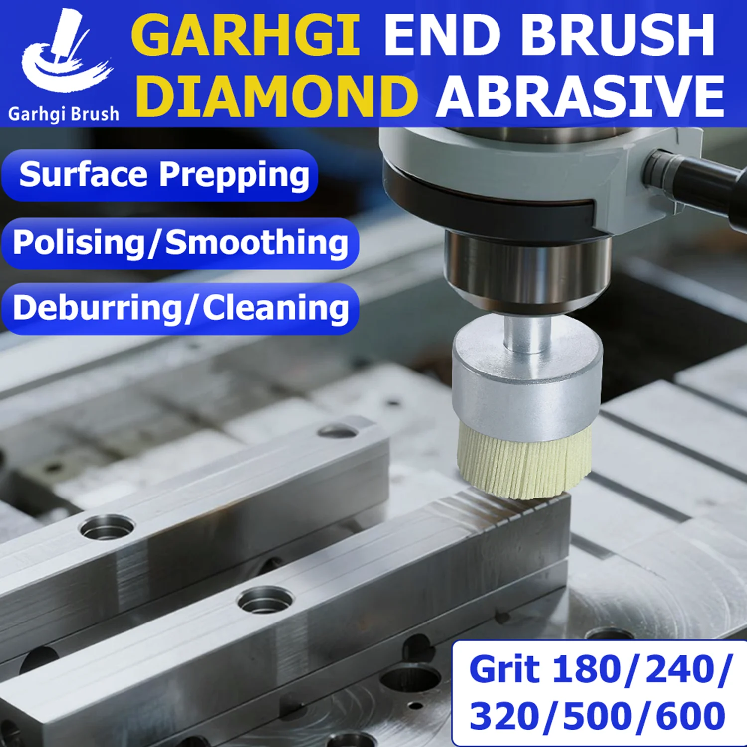 

Алмазная абразивная щетка с зернистостью 320, инструмент для удаления заусенцев с двигателем, шлифовальный камень, гранит, полировка поверхности бетона, подготовка металлического покрытия, удаление