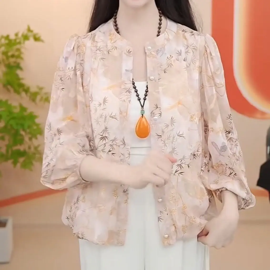 Chemise à fleurs pour femmes, nouvelle mode, Unique, belle, avec manches trois-quarts, ample, Style fin, début d'automne