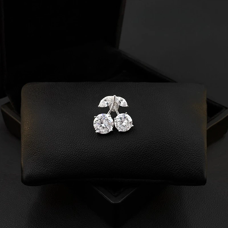

Luxury White Cherry Brooch for Women Shiny Personality Collar Pin Anti-Slip Neckline Accessory Stylish Fashion Jewelry Gift 5702