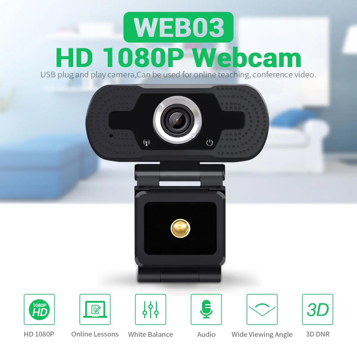 

ESCAM WEB03 2MP 1080P USB2.0 HD веб-камера с микрофоном для ПК видеоконференция онлайн-обучение USB-камера