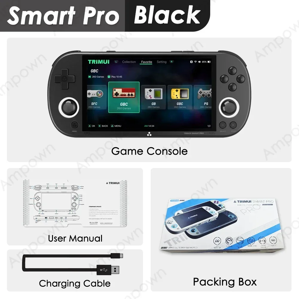 Trimui Smart Pro Handheld Game Console 4.96 ''IPS Scherm Linux Systeem Joystick RGB Verlichting Trimui Retro Video Game console Gift - afbeelding 1