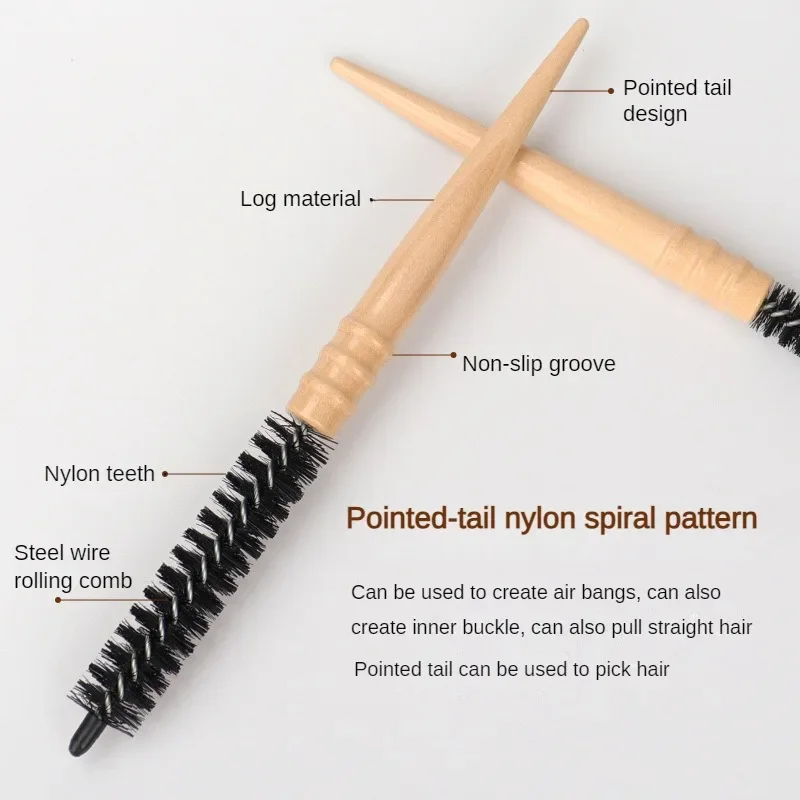 Small Round Hair Brush Pro Hairdresser Roll Fluffy Curly Hair Comb Wood Slim Line Combs Hairdrerssing Tool Cepillo Para Cabello