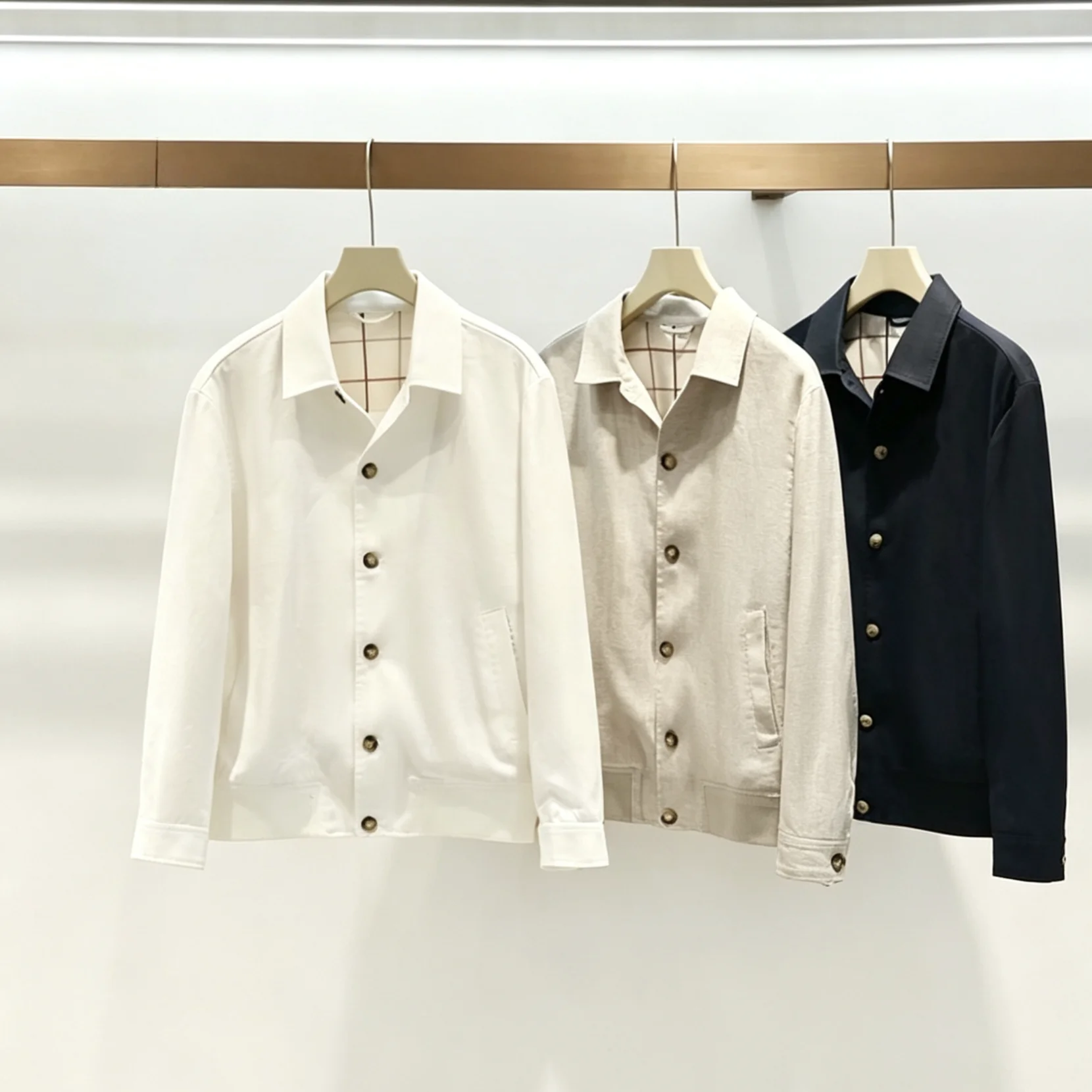 Italian Luxury Linen Silk Men's Business Casual Jacket Spring Summer New Style Standard Fit Youth Outerwear Long Sleeve Butto...