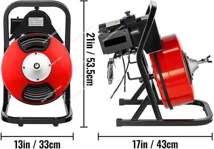 Drain Cleaner Machine 75Ft x 1/2Inch, 370W Drain Cleaning Machine Fits 1 Inch (25mm) to 4 Inch(100mm) Pipes, Portable Electric