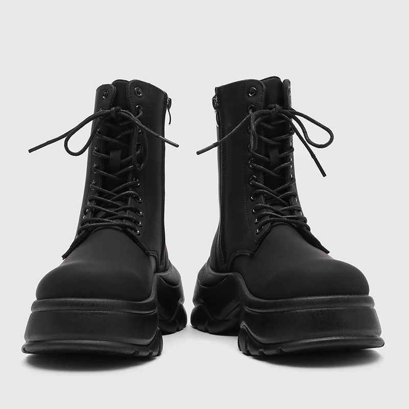 

Autumn and winter men's shoes, height increasing outdoor workwear boots, high top warm casual leather shoes