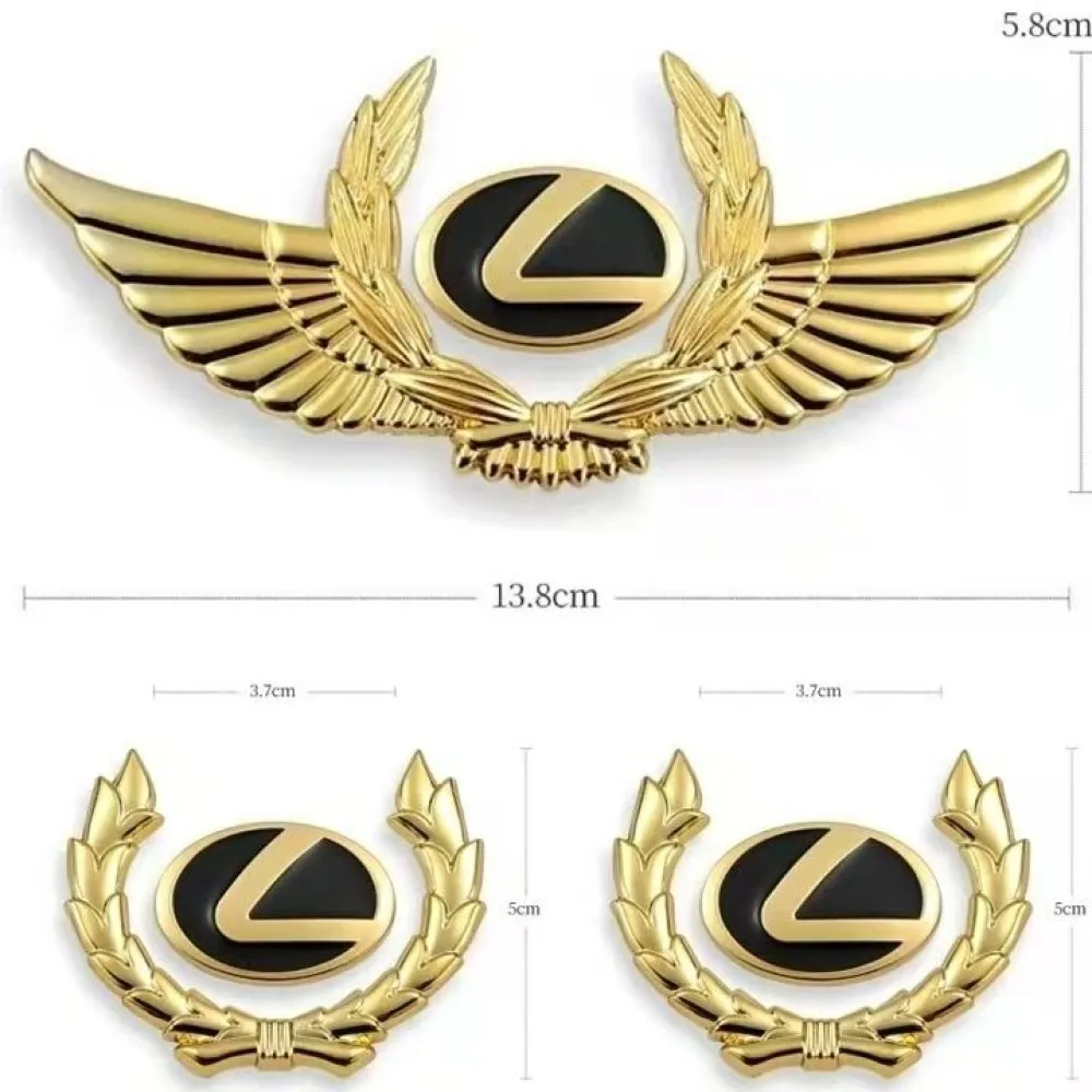 

Golden Pasted Metal Stickers For Lexus CT200H RX300 ES200 ES300 GS300 IS250 ES LS LC NX UX RX RZ GX LX LM GX470 badge Sticker、