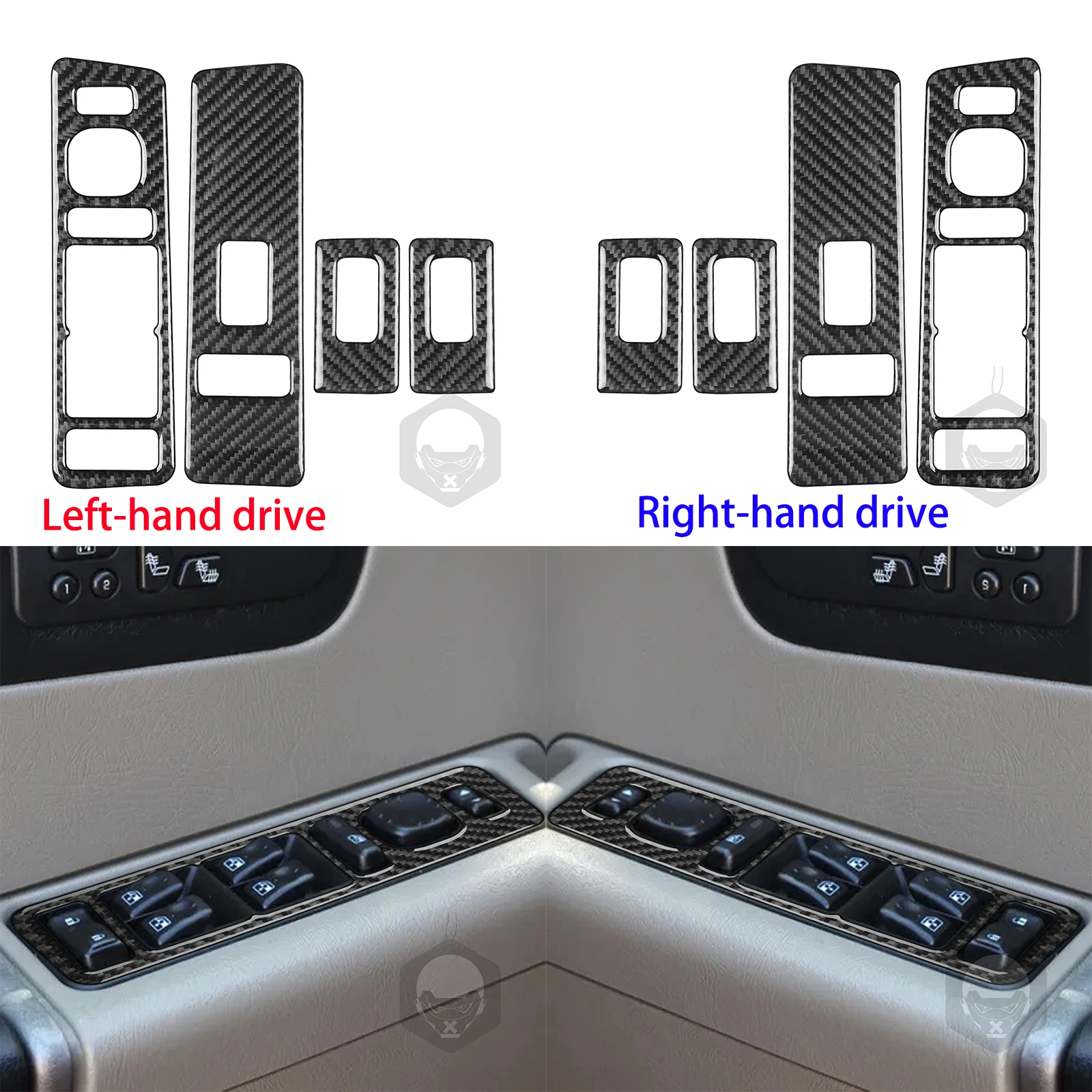 

For Hummer H2 2003-2007 Carbon Fiber Car Interior Window Lifting Control Panel Wood grain Trim Accessorie Stickers