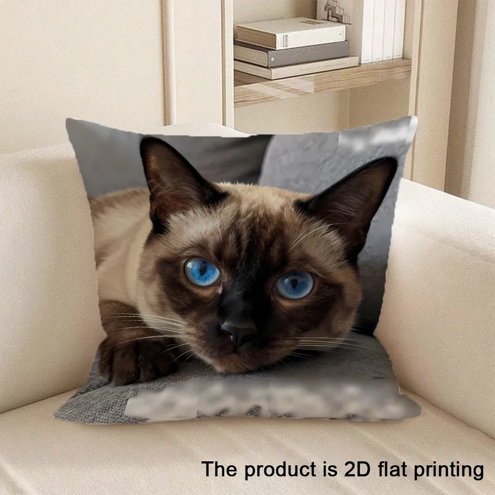 1pc Cute Cat Themed 2d Flat Printed Pillowcases Sofa Cushion Cover Home Bedroom Room Decoration