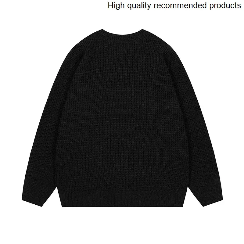 Embroidered Men Cityboy Half Zipper Pullover Sweaters Women Y2k Oversized Streetwear Fashion Loose Knitted Sweater Jumper