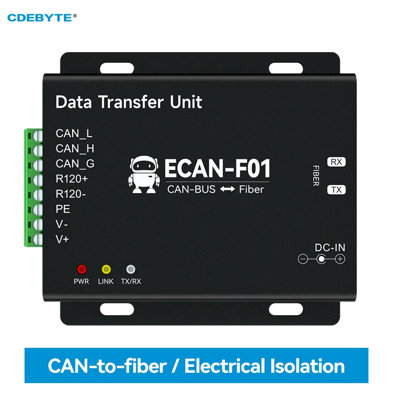 1Set Wireless Modem CAN to Fiber Optic CDEBYTE ECAN-F01 DC8V~28V 20KM 5k-1Mbps Baud Rate Electrical Isolation Protection Can2.0