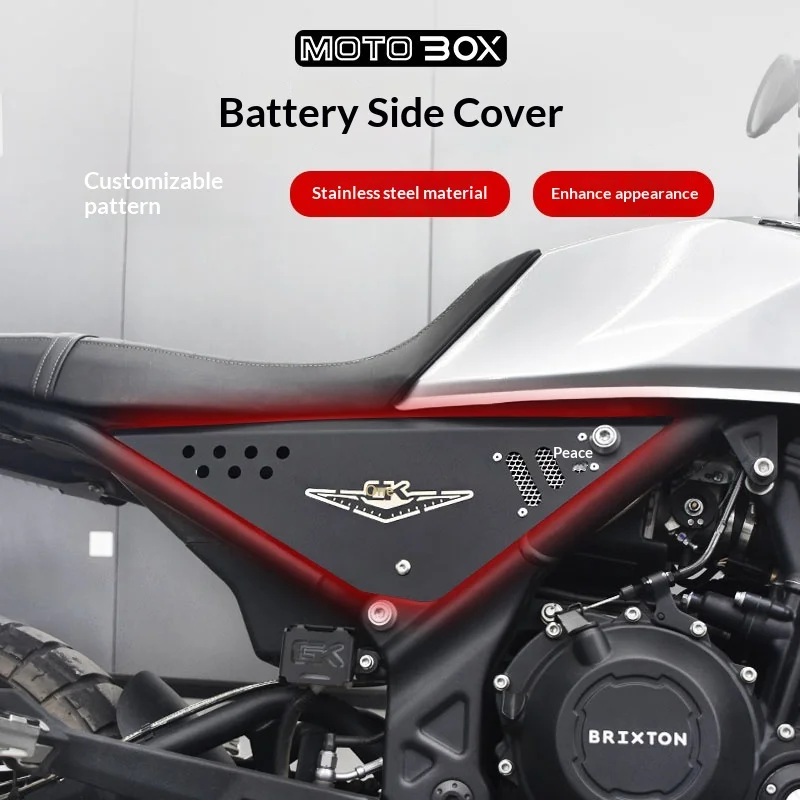 【Premium】For GAOKIN GK500 Modified Vintage Battery Side Cover Seat Pad Underlay Stainless Steel Battery Protection Cover Accesso
