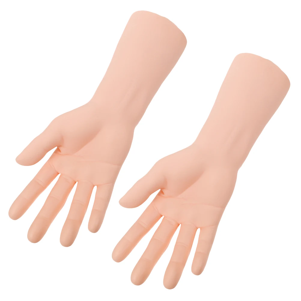 

2 Pcs Male Hand Mannequin Khaki Color Realistic Appearance Jewelry Display Portable Travel Ring Holder Organizer