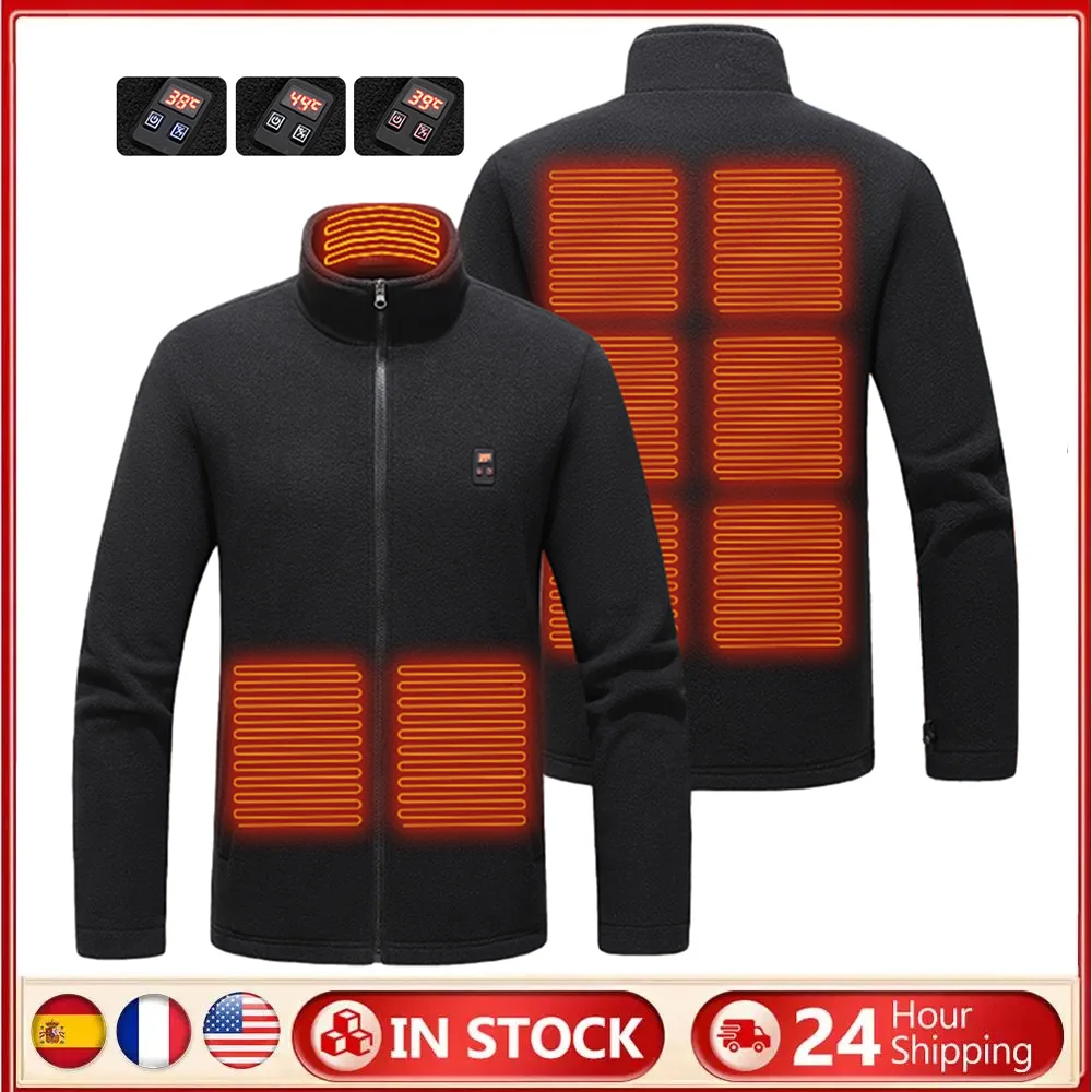 

9 Heated Area Heated Insulated JACKETs USB Charging Heated Zip Up Coat 3 Gear Temperature Heating JACKETs Coat for Hiking Skiing