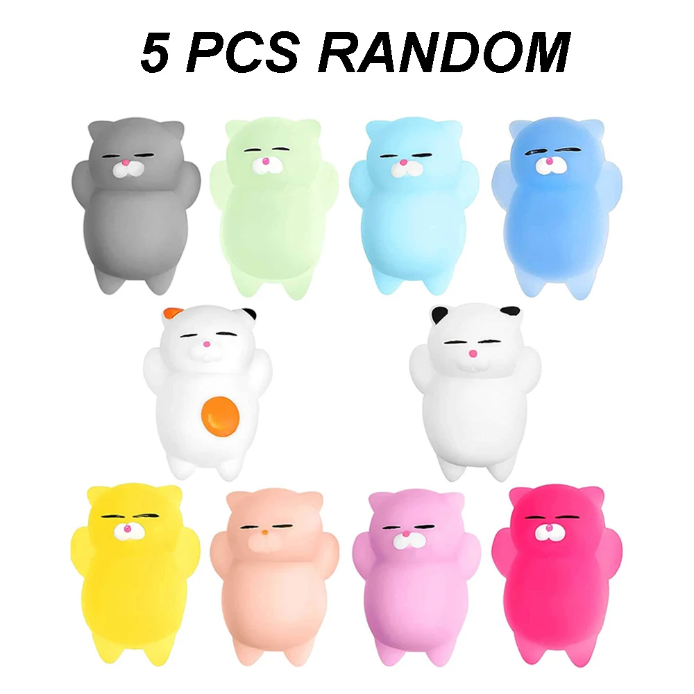 5 PCS Set Mochi Squishy Kawaii Mini Cute Soft Cat Anti Stress Reliever Sensory Squeeze Fidget Toys for Kids Adults