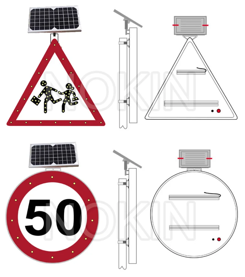 yellow triangular solar traffic sign speed limit solar sign road safety items signs